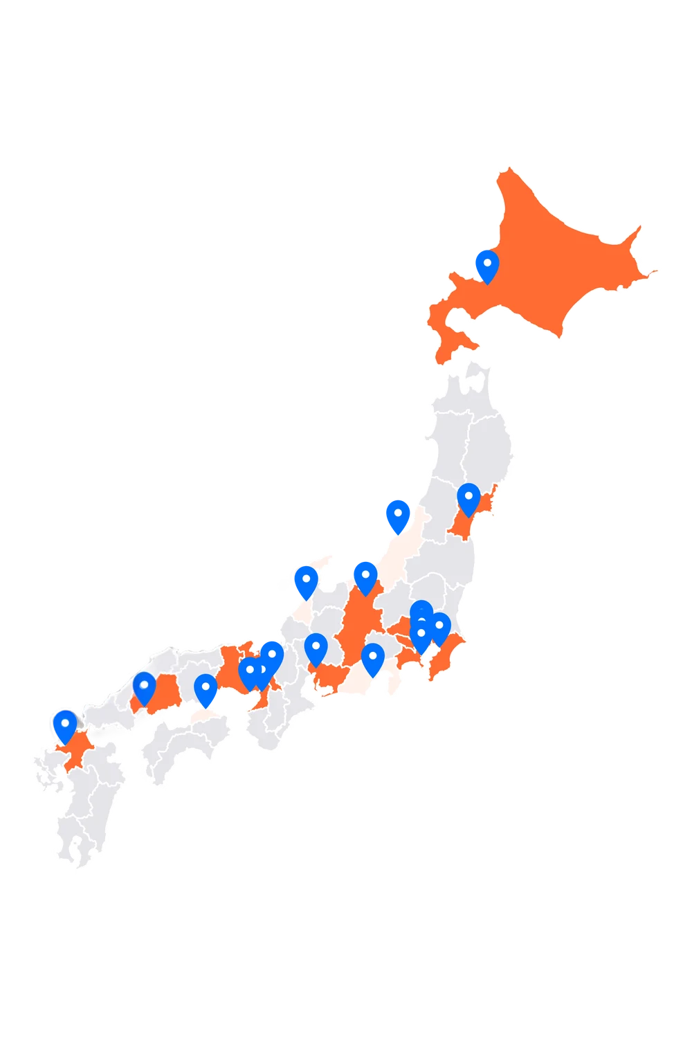 日本各地の参戦履歴を記録したAiny!の地図